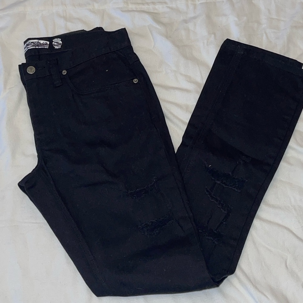 Broken Promises Stitch and Rip Black Skinny Jeans